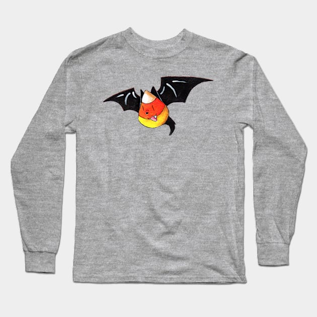 Candy Corn Bat Long Sleeve T-Shirt by KristenOKeefeArt